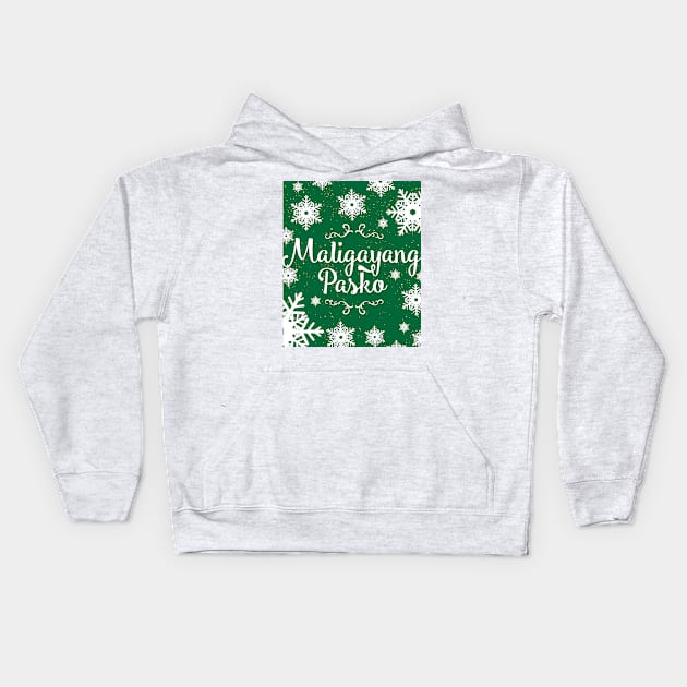 Maligayang Pasko v2 Green Series Kids Hoodie by Design_Lawrence